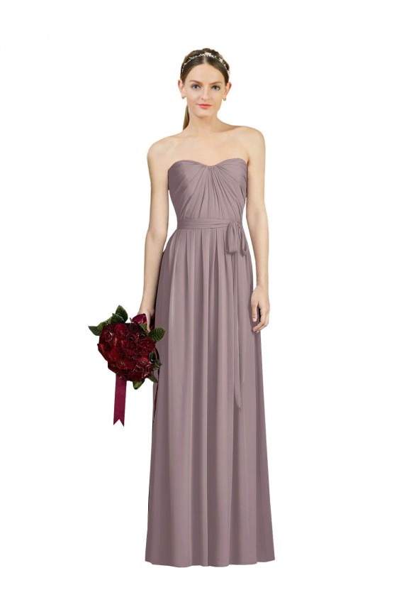Acheter Rose poudré Trapèze Mousseline Longue Robes demoiselle d'honneur