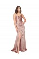 Acheter Rose poussiéreux Fourreau Col V Satiné Soyeux Longue Formelles Robes demoiselle d'honneur / Robes de soirée / Robes de bal
