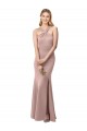 Acheter Rose poussiéreux Fourreau Licou Col Haut Crêpe Stretch Longue Robes demoiselle d'honneur / Robes de bal