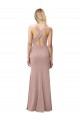 Acheter Rose poussiéreux Fourreau Licou Col Haut Crêpe Stretch Longue Robes demoiselle d'honneur / Robes de bal