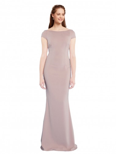 Acheter Rose poussiéreux Sirène Col Bateau Crêpe Stretch Longue Formelles Robes demoiselle d'honneur / Robes de soirée / Robes de bal