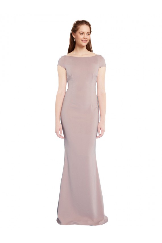 Acheter Rose poussiéreux Sirène Col Bateau Crêpe Stretch Longue Formelles Robes demoiselle d'honneur / Robes de soirée / Robes de bal