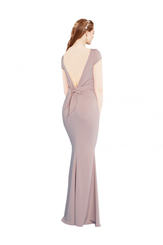 Acheter Rose poussiéreux Sirène Col Bateau Crêpe Stretch Longue Formelles Robes demoiselle d'honneur / Robes de soirée / Robes de bal