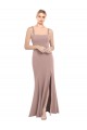 Acheter Rose poussiéreux Sirène Col Carré Col Haut Crêpe Stretch Longue Robes demoiselle d'honneur / Robes de bal