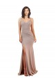 Acheter Rose poussiéreux Sirène Col V Crêpe Stretch Longue Formelles Robes demoiselle d'honneur / Robes de soirée / Robes de bal