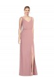 Acheter Rose poussiéreux Sirène Col V Mousseline Longue Robes demoiselle d'honneur