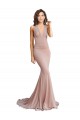 Acheter Rose poussiéreux Sirène Col V Spandex Longue Formelles Robes demoiselle d'honneur / Robes de soirée / Robes de bal