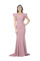 Acheter Rose poussiéreux Sirène Col rond Balayage train Crêpe Stretch Longue Formelles Robes demoiselle d'honneur / Robes de soirée / Robes de bal