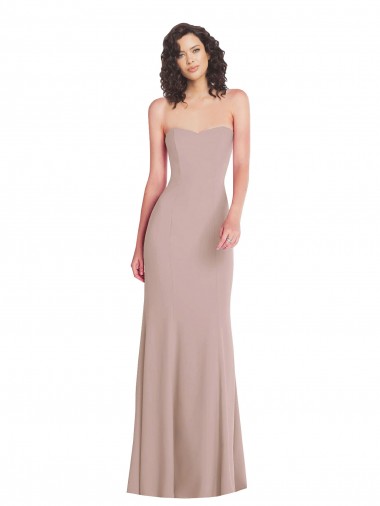 Acheter Rose poussiéreux Sirène Sans bretelle Crêpe Stretch Longue Formelles Robes demoiselle d'honneur / Robes de soirée / Robes de bal