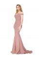 Acheter Rose poussiéreux Sirène Épaule Dénudée Balayage train Crêpe Stretch Longue Formelles Robes demoiselle d'honneur / Robes de soirée / Robes de bal