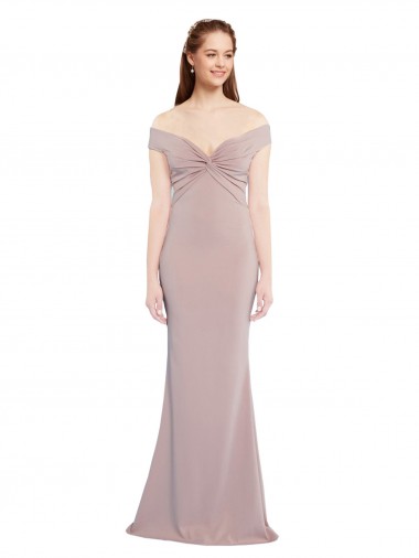 Acheter Rose poussiéreux Sirène Épaule Dénudée Col V Crêpe Stretch Longue Formelles Robes demoiselle d'honneur / Robes de soirée / Robes de bal