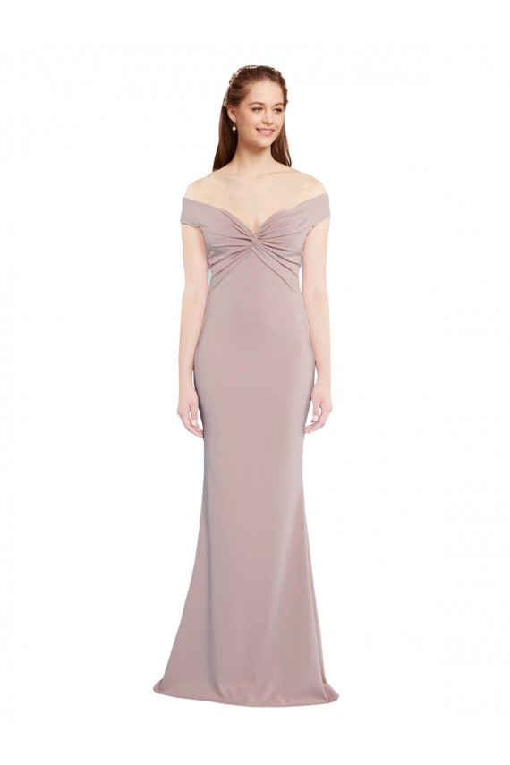 Acheter Rose poussiéreux Sirène Épaule Dénudée Col V Crêpe Stretch Longue Formelles Robes demoiselle d'honneur / Robes de soirée / Robes de bal