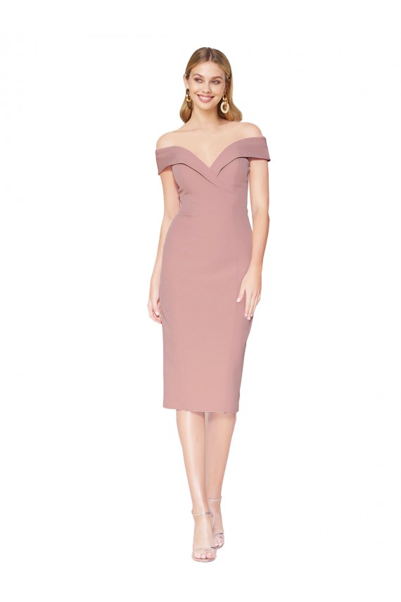 Acheter Rose poussiéreux Sirène Épaule Dénudée Crêpe Stretch Courte Robes demoiselle d'honneur / Robes de soirée / Robes de cocktail