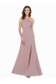 Acheter Rose poussiéreux Trapèze Col bijou Col Haut Crêpe Stretch Longue Robes demoiselle d'honneur / Robes de bal