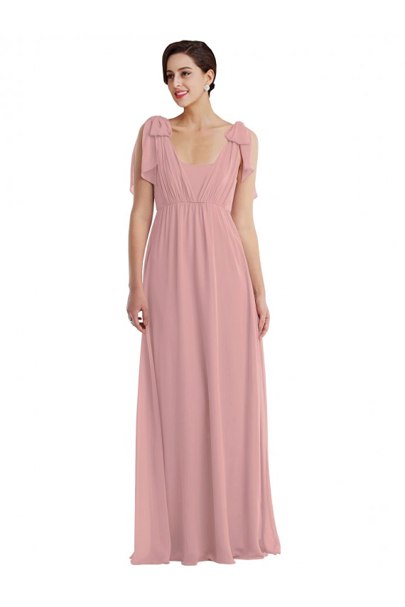 Acheter Rose poussiéreux Trapèze Licou Mousseline Longue Robes demoiselle d'honneur