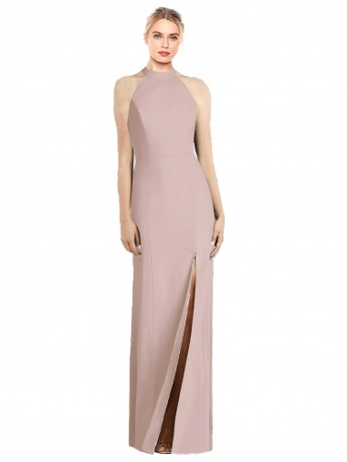 Acheter Rose poussiéreux Trompette Licou Crêpe Stretch Longue Robes demoiselle d'honneur