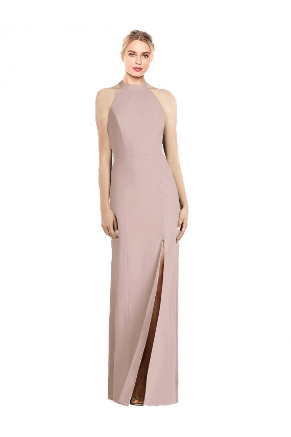 Acheter Rose poussiéreux Trompette Licou Crêpe Stretch Longue Robes demoiselle d'honneur