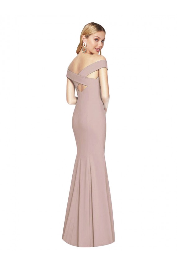 Acheter Rose poussiéreux Trompette Épaule Dénudée Crêpe Stretch Longue Robes demoiselle d'honneur / Robes de bal