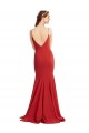 Acheter Rouge Sirène Bretelles spaghetti Col V Crêpe Stretch Longue Formelles Robes demoiselle d'honneur / Robes de soirée / Robes de bal