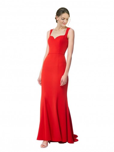 Acheter Rouge Sirène Col Haut Crêpe Stretch Longue Formelles Robes demoiselle d'honneur / Robes de soirée / Robes de bal