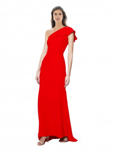 Acheter Rouge Sirène Col Haut Crêpe Stretch Longue Formelles Robes demoiselle d'honneur / Robes de soirée / Robes de bal