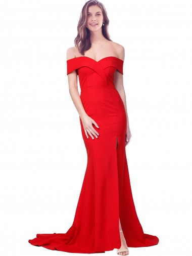 Acheter Rouge Sirène Crêpe Stretch Longue Formelles Robes demoiselle d'honneur / Robes de soirée / Robes de bal