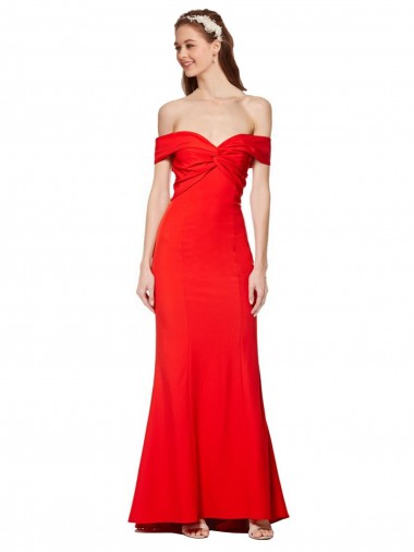 Acheter Rouge Sirène Épaule Dénudée Crêpe Stretch Longue Formelles Robes demoiselle d'honneur / Robes de soirée / Robes de bal
