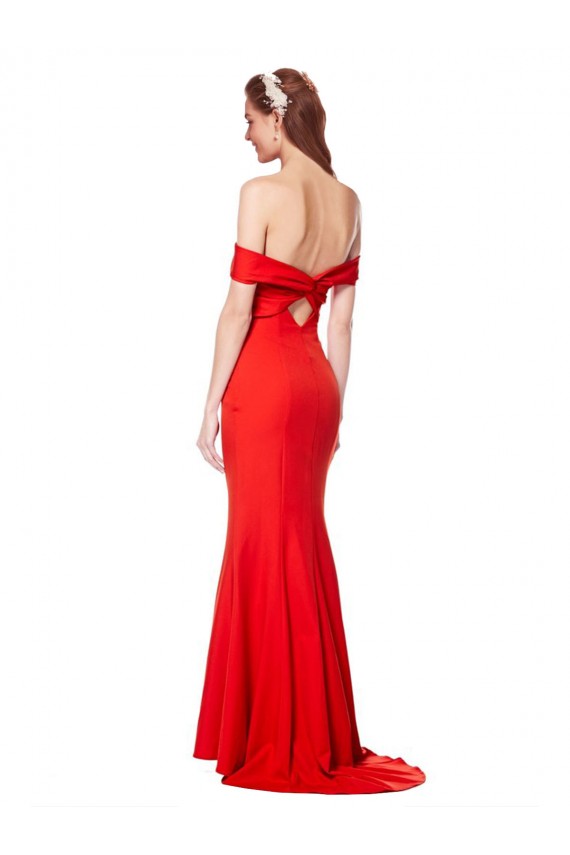 Acheter Rouge Sirène Épaule Dénudée Crêpe Stretch Longue Formelles Robes demoiselle d'honneur / Robes de soirée / Robes de bal