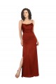Acheter Rouge Trapèze Bretelles spaghetti Col Carré Satiné Soyeux Longue Formelles Robes demoiselle d'honneur / Robes de soirée / Robes de bal