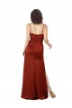 Acheter Rouge Trapèze Bretelles spaghetti Col Carré Satiné Soyeux Longue Formelles Robes demoiselle d'honneur / Robes de soirée / Robes de bal