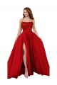 Acheter Rouge Trapèze Bretelles spaghetti Col Carré Spandex Dentelle Longue Robes demoiselle d'honneur / Robes de bal