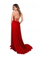 Acheter Rouge Trapèze Bretelles spaghetti Col Carré Spandex Dentelle Longue Robes demoiselle d'honneur / Robes de bal