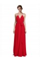 Acheter Rouge Trapèze Bretelles spaghetti Col V Mousseline Longue Robes demoiselle d'honneur