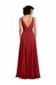 Acheter Rouge Trapèze Col V Mousseline Longue Robes demoiselle d'honneur