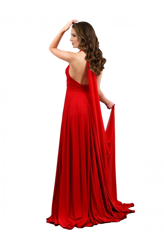 Acheter Rouge Trapèze Licou Spandex Longue Formelles Robes demoiselle d'honneur / Robes de soirée / Robes de bal