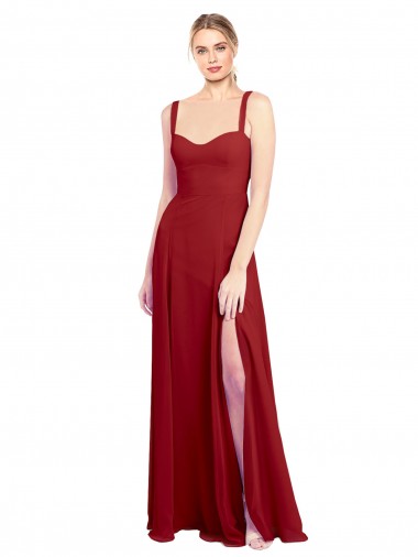 Acheter Rouge Trapèze Mousseline Longue Robes demoiselle d'honneur