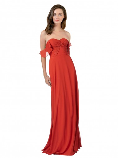 Acheter Rouge Trapèze Sans bretelle Mousseline Longue Robes demoiselle d'honneur