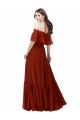 Acheter Rouge Trapèze Épaule Dénudée Mousseline Longue Robes demoiselle d'honneur