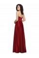 Acheter Rouge foncé Trapèze Sans bretelle Satiné Longue Robes demoiselle d'honneur / Robes de bal