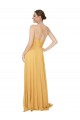 Acheter Safran Trapèze Col V Mousseline Longue Robes demoiselle d'honneur