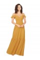 Acheter Safran Trapèze Col V Mousseline Longue Robes demoiselle d'honneur