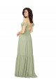 Acheter Safran Trapèze Col V Mousseline Longue Robes demoiselle d'honneur