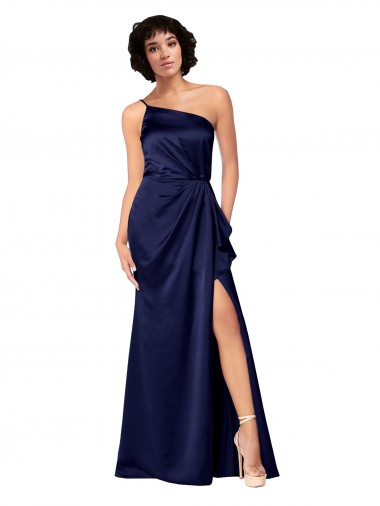 Acheter Saphir Trapèze Satiné Soyeux Longue Formelles Robes demoiselle d'honneur / Robes de soirée / Robes de bal