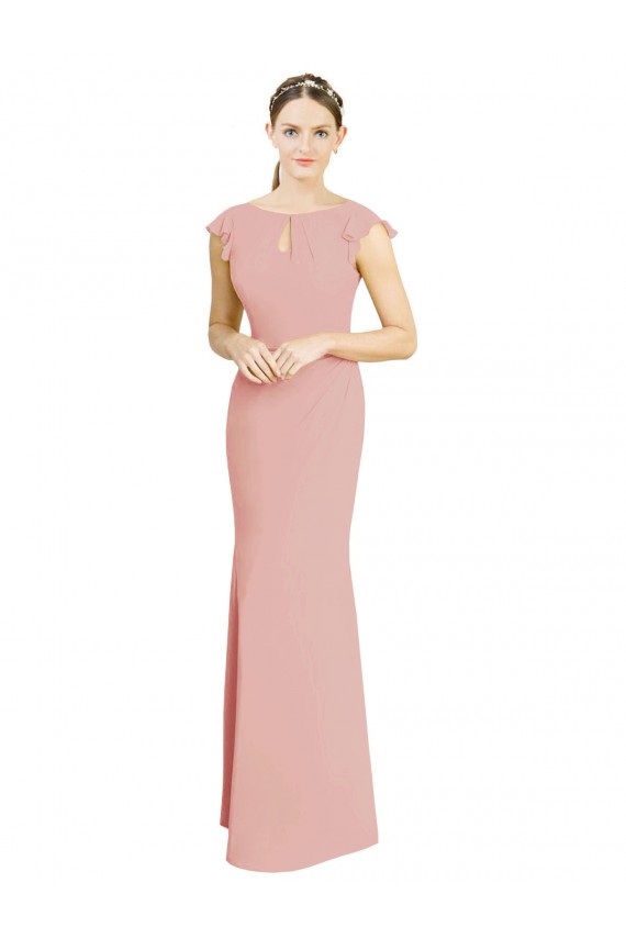 Acheter Sirène Col Bateau Col Haut Mousseline Longue Robes demoiselle d'honneur