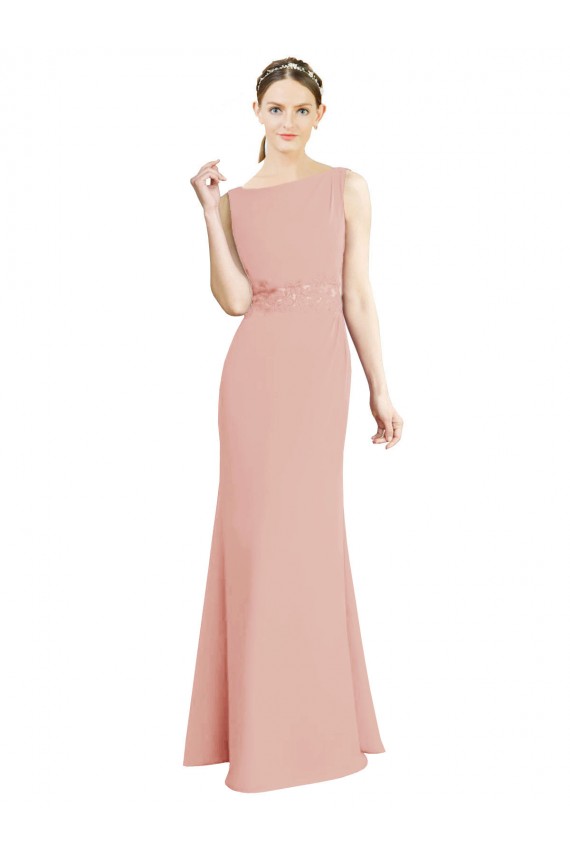 Acheter Sirène Col Bateau Col Haut Mousseline Longue Robes demoiselle d'honneur