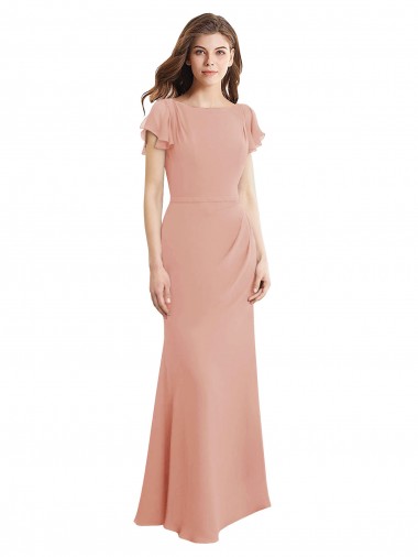 Acheter Sirène Col Bateau Col Haut Mousseline Longue Robes demoiselle d'honneur / Robes de bal