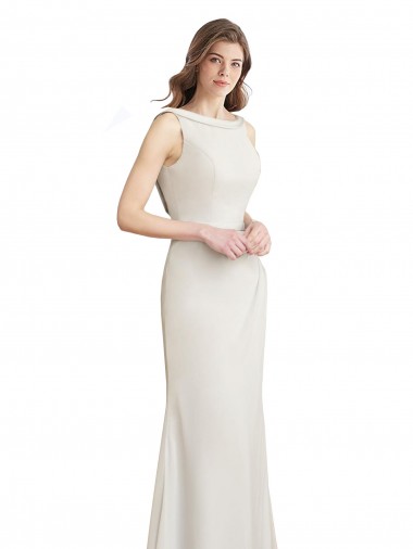 Acheter Sirène Col Bateau Col Haut Mousseline Satiné Longue Robes demoiselle d'honneur