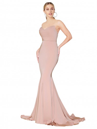 Acheter Sirène Col Haut Crêpe Stretch Longue Formelles Robes demoiselle d'honneur / Robes de soirée / Robes de bal