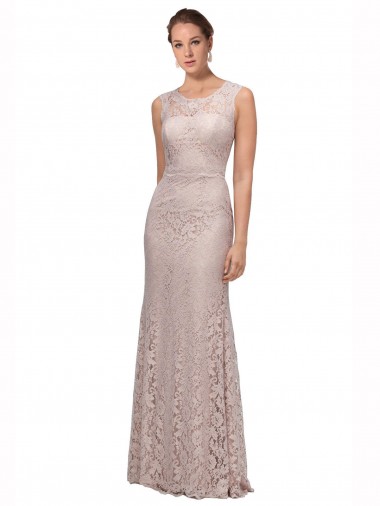 Acheter Sirène Illusion Scoop Dentelle Longue Robes demoiselle d'honneur / Robes de bal