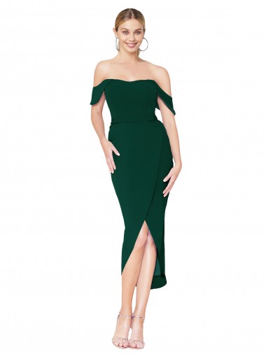 Acheter Sirène Épaule Dénudée Col Haut Crêpe Stretch Courte Asymétrique Robes demoiselle d'honneur / Robes de soirée / Robes de cocktail